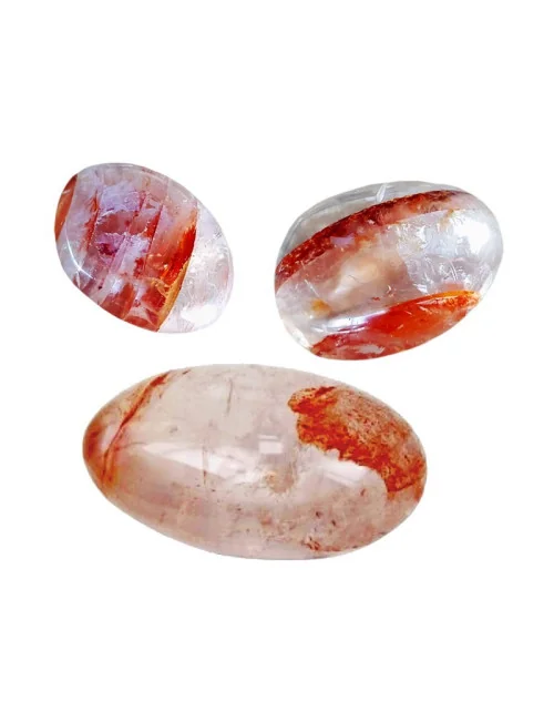 1 Galet quartz hématoïde rouge