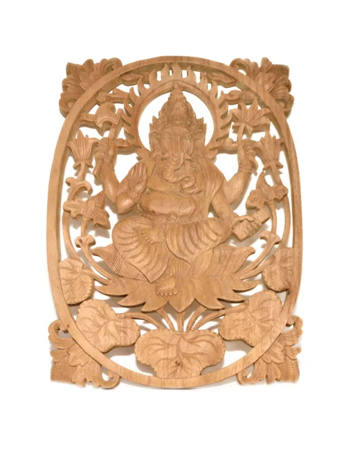 Ganesh tableau en bois sculpté