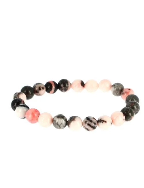 1 Bracelet jaspe zébré rose naturel