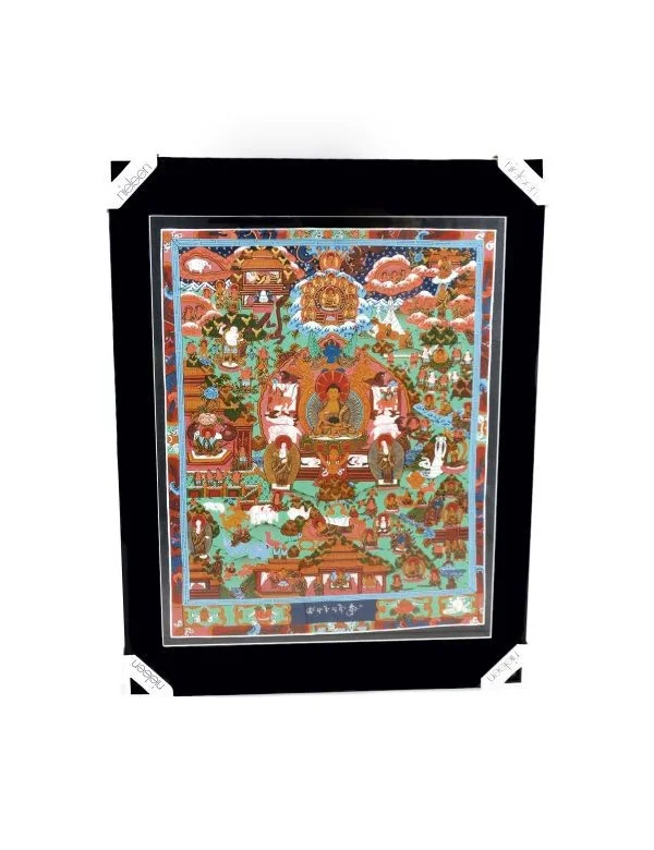 Thangka tibétain la vie de Bouddha