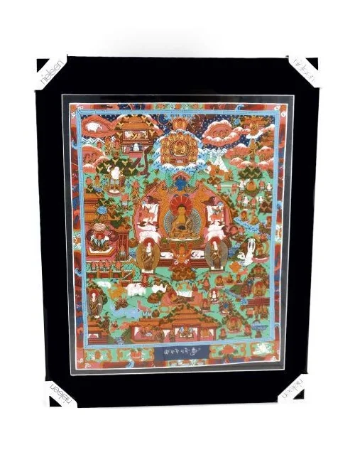 Thangka tibétain la vie de Bouddha