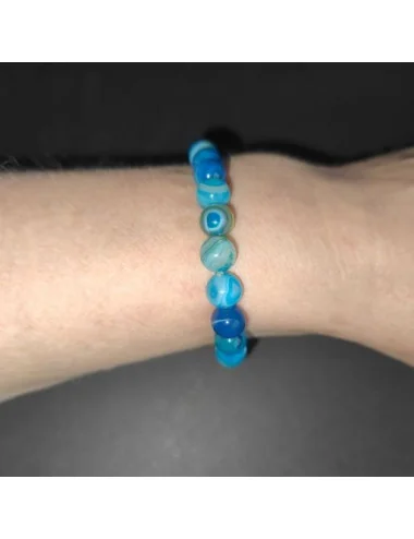 2 Bracelet agate bleue zonée teintée