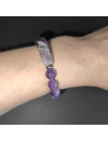 Bracelet améthyste avec plaquette