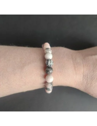 1 Bracelet jaspe zébré rose naturel